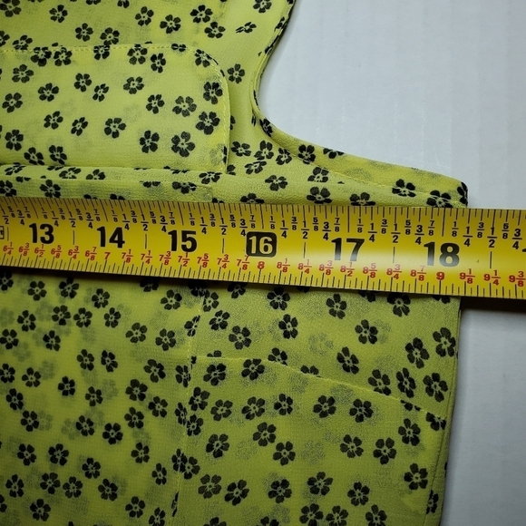 Cabi Viola Blouse #5348 Yellow Black Sheer Sleeveless Button Front Top Sz XSmall - Picture 8 of 8